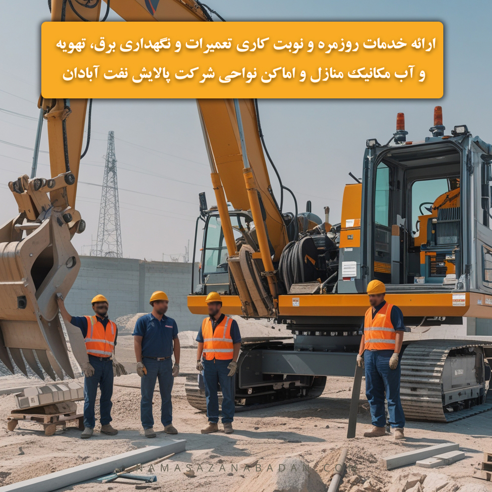 ارائه خدمات روزمره و نوبت کاری تعمیرات و نگهداری برق، تهویه و آب مکانیک منازل و اماکن نواحی شرکت پالایش نفت آبادان